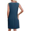 image:imageWEACZZY Women Summer V Neck Sleeveless Dress Casual Loose Vacation Sundress Elegant with Split Beach Dresses 2026Navy Blue