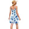 image:imageWEACZZY Womens 2026 Summer Dresses V Neck Spaghetti Strap Sundress Casual Beach Flowy Mini Dress with PocketsBlue Ink Flower