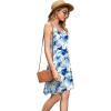 image:imageWEACZZY Womens 2026 Summer Dresses V Neck Spaghetti Strap Sundress Casual Beach Flowy Mini Dress with PocketsBlue Ink Flower