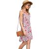 image:imageWEACZZY Womens 2026 Summer Dresses V Neck Spaghetti Strap Sundress Casual Beach Flowy Mini Dress with PocketsMagenta Floral