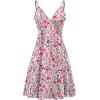 image:imageWEACZZY Womens 2026 Summer Dresses V Neck Spaghetti Strap Sundress Casual Beach Flowy Mini Dress with PocketsMagenta Floral