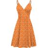 image:imageWEACZZY Womens 2026 Summer Dresses V Neck Spaghetti Strap Sundress Casual Beach Flowy Mini Dress with PocketsOrange Daisy