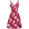 image:imageWEACZZY Womens 2026 Summer Dresses V Neck Spaghetti Strap Sundress Casual Beach Flowy Mini Dress with PocketsRed White Flower