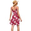 image:imageWEACZZY Womens 2026 Summer Dresses V Neck Spaghetti Strap Sundress Casual Beach Flowy Mini Dress with PocketsRed White Flower
