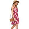 image:imageWEACZZY Womens 2026 Summer Dresses V Neck Spaghetti Strap Sundress Casual Beach Flowy Mini Dress with PocketsRed White Flower
