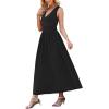 image:imageWEACZZY Womens Maxi Dress Sleeveless V Neck Sundress Cocktail Long Dresses with Pockets01black