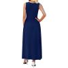 image:imageWEACZZY Womens Maxi Dress Sleeveless V Neck Sundress Cocktail Long Dresses with Pockets02navy Blue