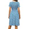 image:imageWEACZZY Womens Summer Short Sleeve Casual Dresses VNeck Floral Party Dress with PocketsYh Blue Daisy