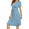 image:imageWEACZZY Womens Summer Short Sleeve Casual Dresses VNeck Floral Party Dress with PocketsYh Blue Daisy