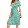 image:imageWEACZZY Womens Summer Short Sleeve Casual Dresses VNeck Floral Party Dress with PocketsYh Blue Floral