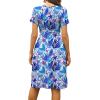 image:imageWEACZZY Womens Summer Short Sleeve Casual Dresses VNeck Floral Party Dress with PocketsYh Blue Rainforest
