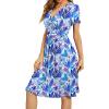 image:imageWEACZZY Womens Summer Short Sleeve Casual Dresses VNeck Floral Party Dress with PocketsYh Blue Rainforest
