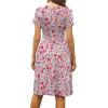 image:imageWEACZZY Womens Summer Short Sleeve Casual Dresses VNeck Floral Party Dress with PocketsYh Magenta Floral