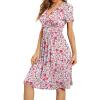 image:imageWEACZZY Womens Summer Short Sleeve Casual Dresses VNeck Floral Party Dress with PocketsYh Magenta Floral