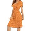 image:imageWEACZZY Womens Summer Short Sleeve Casual Dresses VNeck Floral Party Dress with PocketsYh Orange Daisy
