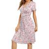 image:imageWEACZZY Womens Summer Short Sleeve Casual Dresses VNeck Floral Party Dress with PocketsYh Pink Floral