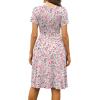 image:imageWEACZZY Womens Summer Short Sleeve Casual Dresses VNeck Floral Party Dress with PocketsYh Pink Floral