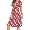 image:imageWEACZZY Womens Summer Short Sleeve Casual Dresses VNeck Floral Party Dress with PocketsYh Red White Flower