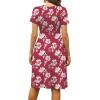 image:imageWEACZZY Womens Summer Short Sleeve Casual Dresses VNeck Floral Party Dress with PocketsYh Red White Flower