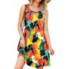 image:imageWEACZZY Women Summer Casual Swing T Shirt Dresses Beach Cover up Loose DressYh Abstract Flowers