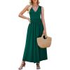 image:imageWEACZZY Womens Maxi Dress Sleeveless V Neck Sundress Cocktail Long Dresses with Pockets04dark Green
