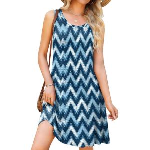 image:imageWEACZZY Women Summer Casual Swing T Shirt Dresses Beach Cover up Loose DressYh White Waves