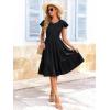image:imageBerydress Summer Dresses for Women 2026 Casual Boho Midi Dress Beach Vacation Ruffled Sundress with PocketsBlack