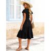 image:imageBerydress Summer Dresses for Women 2026 Casual Boho Midi Dress Beach Vacation Ruffled Sundress with PocketsBlack