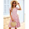 image:imageBerydress Summer Dresses for Women 2026 Casual Boho Midi Dress Beach Vacation Ruffled Sundress with PocketsPink Floral