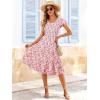 image:imageBerydress Summer Dresses for Women 2026 Casual Boho Midi Dress Beach Vacation Ruffled Sundress with PocketsPink Floral