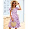 image:imageBerydress Summer Dresses for Women 2026 Casual Boho Midi Dress Beach Vacation Ruffled Sundress with PocketsPurple Floral
