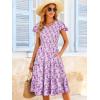 image:imageBerydress Summer Dresses for Women 2026 Casual Boho Midi Dress Beach Vacation Ruffled Sundress with PocketsPurple Floral