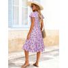 image:imageBerydress Summer Dresses for Women 2026 Casual Boho Midi Dress Beach Vacation Ruffled Sundress with PocketsPurple Floral