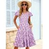 image:imageBerydress Summer Dresses for Women 2026 Casual Boho Midi Dress Beach Vacation Ruffled Sundress with PocketsPurple Floral