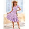 image:imageBerydress Summer Dresses for Women 2026 Casual Boho Midi Dress Beach Vacation Ruffled Sundress with PocketsPurple Floral