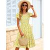 image:imageBerydress Summer Dresses for Women 2026 Casual Boho Midi Dress Beach Vacation Ruffled Sundress with PocketsYellow Floral
