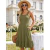 image:imageBerydress Sundresses for Women 2026 Vacation Summer Midi Dress Spaghetti Straps Flowy Boho Beach Dresses with PocketsArmy Green