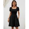 image:imageBerydress Womens Summer Dresses 2026 Pockets Short Sleeve Square Neck Flowy A Line Casual Boho Smocked Mini Sun DressBlack