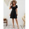 image:imageBerydress Womens Summer Dresses 2026 Pockets Short Sleeve Square Neck Flowy A Line Casual Boho Smocked Mini Sun DressBlack