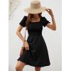 image:imageBerydress Womens Summer Dresses 2026 Pockets Short Sleeve Square Neck Flowy A Line Casual Boho Smocked Mini Sun DressBlack