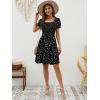 image:imageBerydress Womens Summer Dresses 2026 Pockets Short Sleeve Square Neck Flowy A Line Casual Boho Smocked Mini Sun DressBlack Dot
