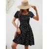image:imageBerydress Womens Summer Dresses 2026 Pockets Short Sleeve Square Neck Flowy A Line Casual Boho Smocked Mini Sun DressBlack Dot
