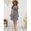image:imageBerydress Womens Summer Dresses 2026 Pockets Short Sleeve Square Neck Flowy A Line Casual Boho Smocked Mini Sun DressBlack Flower
