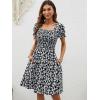 image:imageBerydress Womens Summer Dresses 2026 Pockets Short Sleeve Square Neck Flowy A Line Casual Boho Smocked Mini Sun DressBlack Flower