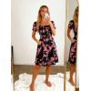 image:imageBerydress Womens Summer Dresses 2026 Pockets Short Sleeve Square Neck Flowy A Line Casual Boho Smocked Mini Sun DressBlack Pink Floral