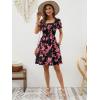 image:imageBerydress Womens Summer Dresses 2026 Pockets Short Sleeve Square Neck Flowy A Line Casual Boho Smocked Mini Sun DressBlack Pink Floral