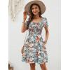 image:imageBerydress Womens Summer Dresses 2026 Pockets Short Sleeve Square Neck Flowy A Line Casual Boho Smocked Mini Sun DressBlue Floral