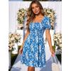 image:imageBerydress Womens Summer Dresses 2026 Pockets Short Sleeve Square Neck Flowy A Line Casual Boho Smocked Mini Sun DressBlue Flower