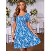 image:imageBerydress Womens Summer Dresses 2026 Pockets Short Sleeve Square Neck Flowy A Line Casual Boho Smocked Mini Sun DressBlue Flower