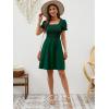 image:imageBerydress Womens Summer Dresses 2026 Pockets Short Sleeve Square Neck Flowy A Line Casual Boho Smocked Mini Sun DressDark Green